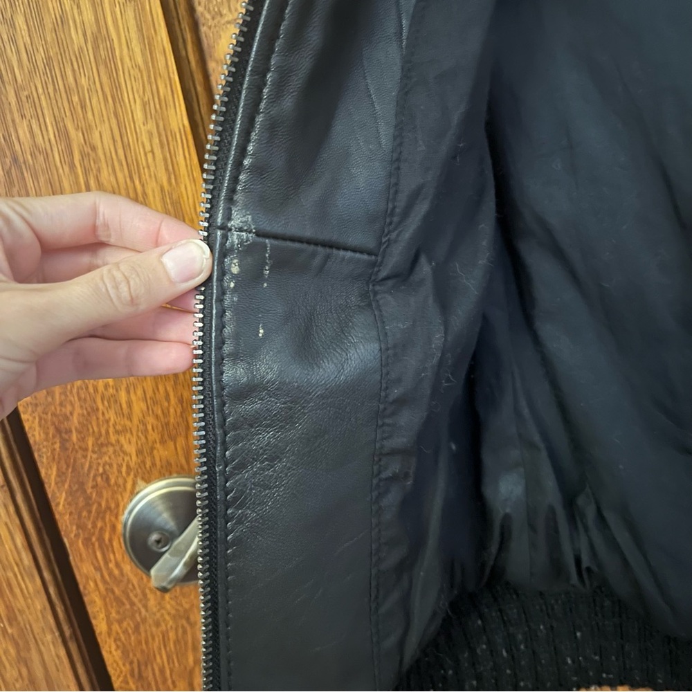 Barney’s New York CO-OP Leather Black Vest XS Hooded Zip Up Biker Moto Punk - Picture 9 of 12